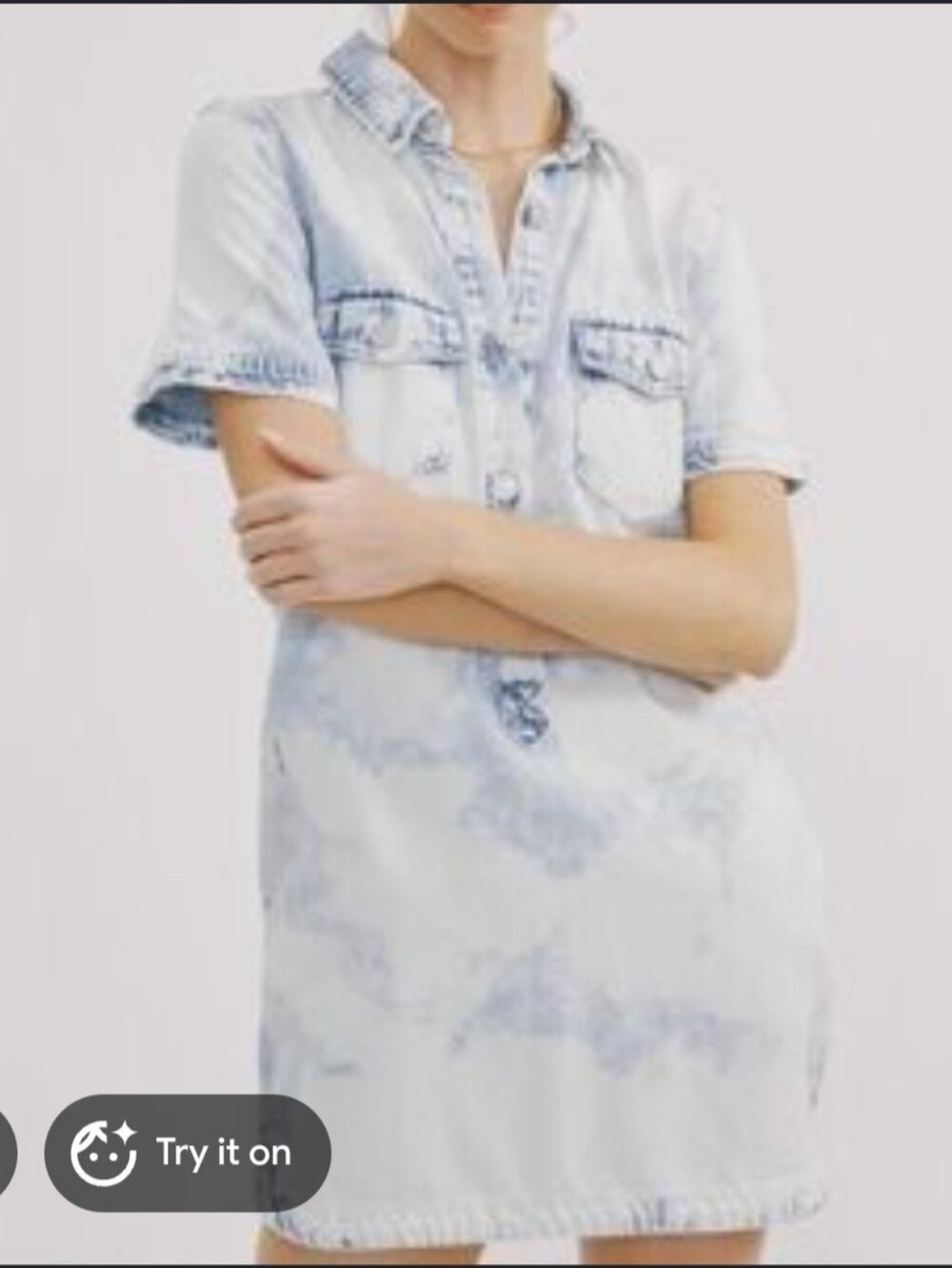 KanCan Light Blue Tie-Dye Denim Shirt Dress - Picture 3 of 6